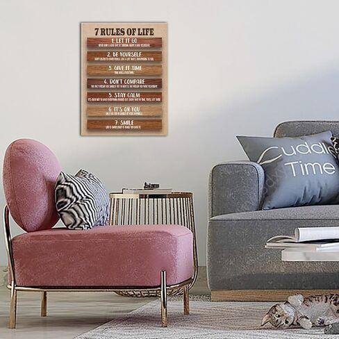 Motivational Wall Decor for Office & Classroom - 7 Rules of Life Inspirational Positive Affirmations Wall Art, Sunflowers Uplifting Quotes Canvas Posters for Home, Gym, School - (12x15Inch) in Kuwait