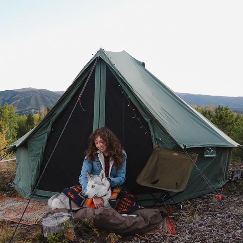 Whiteduck Regatta Canvas Bell Tent - W/stovejack ، مقاوم للماء ، 4 موسم للتخييم الفاخرة وخيمة يورت في الهواء الطلق (20 '(6M) ، طارد الماء ، غابات الأخضر) in Kuwait