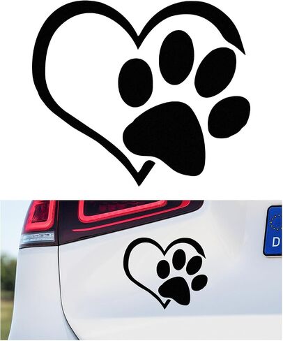 Pet Dog Paw Puppy Love Heart Vinyl Secal ، 4.6 "3.7" Heart with Dog Paw Print Print Reflective Pumper Sticker ، Putplic Patprint P.CHOLITE HEART MULT FOR WINDOW ، الكمبيوتر المحمول ، الجدار (الأسود) in Saudi Arabia