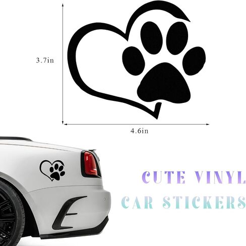 Pet Dog Paw Puppy Love Heart Vinyl Secal ، 4.6 "3.7" Heart with Dog Paw Print Print Reflective Pumper Sticker ، Putplic Patprint P.CHOLITE HEART MULT FOR WINDOW ، الكمبيوتر المحمول ، الجدار (الأسود) in Saudi Arabia
