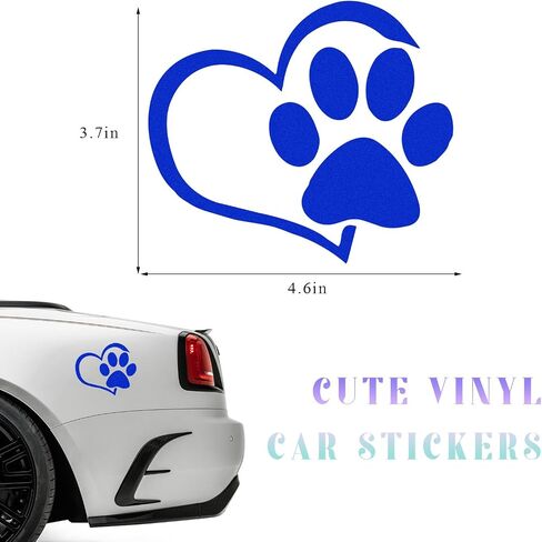 Pet Dog Paw Puppy Love Heart Vinyl Decal, 4.6" 3.7" Heart with Dog Paw Print Reflective Bumper Sticker, Cute Waterproof Puppy Footprint Heart Decal for Window, Laptop, Wall (Black) in Kuwait
