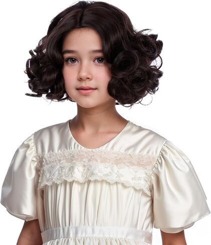 البنات البني البني المستعارين القصيرة البني المستعار البني مجعد مع نظارات خضراء لجميع القديسين Cosplay حفلات الشعر الاصطناعية مقاومة للحرارة مع غطاء شعر مستعار in Kuwait