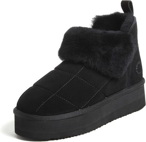 Dearfoams Women's Bootie Bayswater Comfy Indoor Outdoor Shearling Platform Slipper Ankle Boot in Saudi Arabia