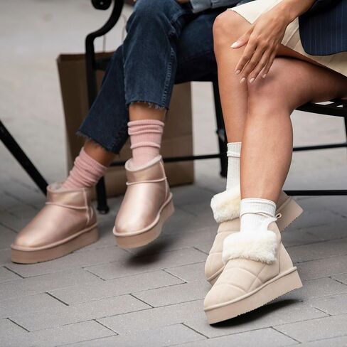 Dearfoams Women's Bootie Bayswater Comfy Indoor Outdoor Shearling Platform Slipper Ankle Boot in Saudi Arabia