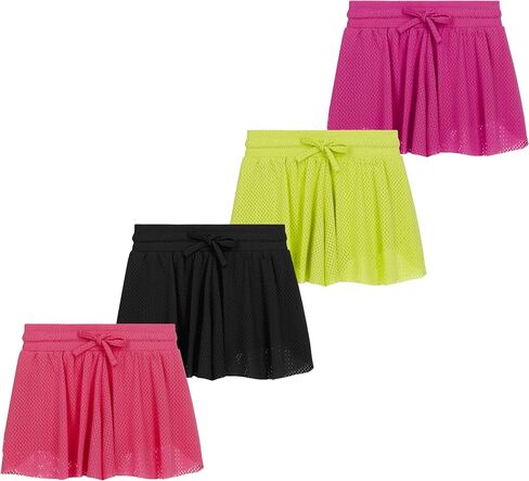Girls 4 Pack Butterfly Shorts Lightweight Flowing Athletic Shorts with Elastic Waist Drawstring Sizes 4-16 in Saudi Arabia