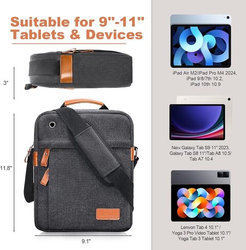 ESTARER 9-11 Inch Tablet Sleeve Bag, Men's Shoulder Crossbody Bag for College/Office, Carrying Case Small Messenger Bag for iPad Air M2/iPad Pro M4 2024, iPad 9/8/7th 10.2, iPad 10th 10.9 in Saudi Arabia