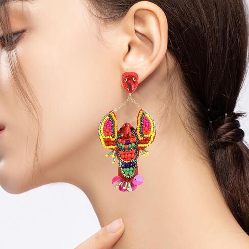 أقراط جراد البحر المصنوعة يدويًا للنساء ، أقراط ربط الجراد البوهيميين تتدلى من أجل إكسسوارات مجوهرات العطلات الصيفية كرنفال in Kuwait