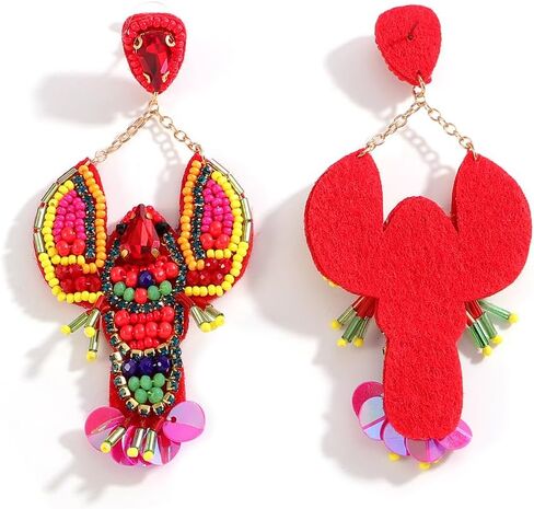 أقراط جراد البحر المصنوعة يدويًا للنساء ، أقراط ربط الجراد البوهيميين تتدلى من أجل إكسسوارات مجوهرات العطلات الصيفية كرنفال in Kuwait