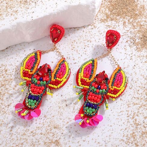 أقراط جراد البحر المصنوعة يدويًا للنساء ، أقراط ربط الجراد البوهيميين تتدلى من أجل إكسسوارات مجوهرات العطلات الصيفية كرنفال in Kuwait