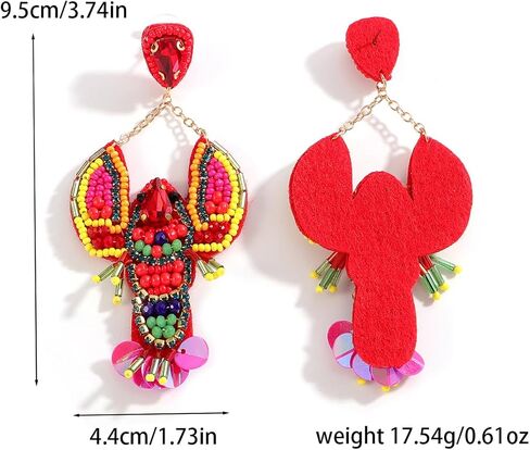 أقراط جراد البحر المصنوعة يدويًا للنساء ، أقراط ربط الجراد البوهيميين تتدلى من أجل إكسسوارات مجوهرات العطلات الصيفية كرنفال in Kuwait