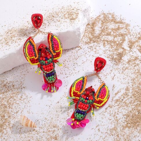 أقراط جراد البحر المصنوعة يدويًا للنساء ، أقراط ربط الجراد البوهيميين تتدلى من أجل إكسسوارات مجوهرات العطلات الصيفية كرنفال in Kuwait