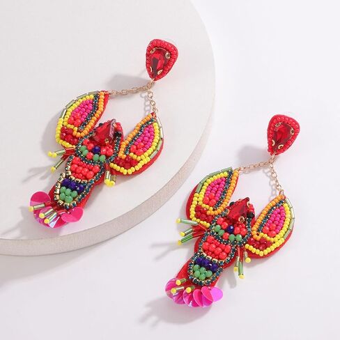 أقراط جراد البحر المصنوعة يدويًا للنساء ، أقراط ربط الجراد البوهيميين تتدلى من أجل إكسسوارات مجوهرات العطلات الصيفية كرنفال in Kuwait