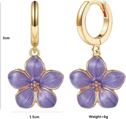 Cute Sakura Flower Hoop Earrings for Women, Sweet Stunning Enamel Cherry Blossom Drop Dangle Earrings Trendy 14K Gold Beauty Aesthetic Jewelry Gifts in Saudi Arabia