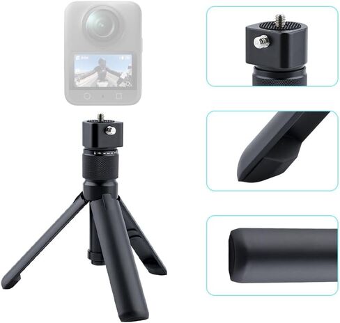 مقبض دوار ثلاثي القوائم من Bullet Time مع عصا سيلفي غير مرئية لـ Insta360 X5/X4، جيب DJI OSMO 3، GoPro، خيط 1/4 بوصة، سعة 6 رطل، عصا سيلفي مدمجة وحامل ثلاثي القوائم على الطاولة (47 بوصة) in Kuwait
