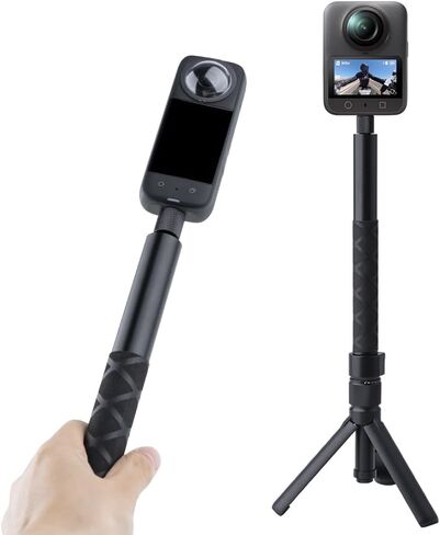 مقبض دوار ثلاثي القوائم من Bullet Time مع عصا سيلفي غير مرئية لـ Insta360 X5/X4، جيب DJI OSMO 3، GoPro، خيط 1/4 بوصة، سعة 6 رطل، عصا سيلفي مدمجة وحامل ثلاثي القوائم على الطاولة (47 بوصة) in Kuwait