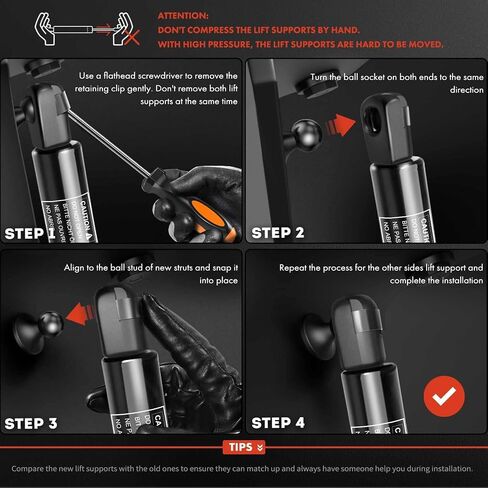 A-Premium Rear Tailgate Right Lift Supports Shock Struts Compatible with Select Honda Models - Pilot 2018 2019 2020 2021 Sport Utility with Power Opener - Replace# 74981TG7306 in Saudi Arabia