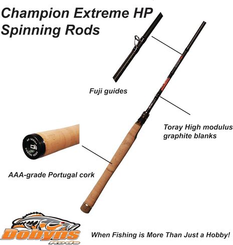 Dobyns Rods Champion Extreme HP Series 8’0'' Casting Bass Fishing Rod DX805 FLIP Punch Heavy Flip Fast Action | Modulus Graphite Blank w/Kevlar Wrap | Baitcasting | Line 15-30lb Lure 3/8-2½oz in Saudi Arabia