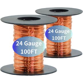 99.9% Pure Copper Wire Set | Non-Insulated 20 Gauge 60 Feet & 24 Gauge 100 Feet | Pure Copper Wire for Electrical Wiring, DIY Crafts, Jewelry Making & Electroculture Gardening in Saudi Arabia