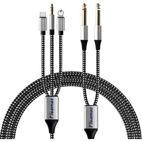 6.56ft MFI Lightning Lightning إلى 1/4 بوصة TRS كابل ، في غضون 1/4 إلى USB C ، 3.5 مم إلى 1/4 "، تشمل رقاقة DAC ، 3-in-1 Stereo 1/4 TRS كابل AMP (AMP سماعة الرأس ( Lightning متوافق in Kuwait