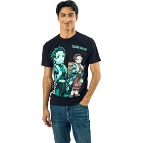 Demon Slayer Oversized Tanjiro Graphics Crew Neck Short Sleeve Men's Black T-Shirt in Saudi Arabia