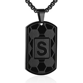 كرة القدم الأولي A-Z Dog Tag Necklace for Men Soccer Charm Charm سلسلة من الفولاذ المقاوم للصدأ 22+2 بوصة الرياضيين الرياضي in Kuwait