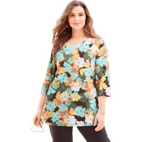 Catherines Women's Plus Size Suprema 3/4 Sleeve V-Neck Tee in Saudi Arabia