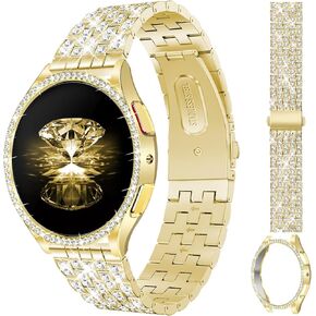 JR.DM Diamond Bands with Bling Case Women ONLY Compatible with Samsung Galaxy Watch 7/6 40mm 44mm, 20mm watch band with Protective Cover Bumper Silver Gold Luxury Metal Bracelet Replacement Strap in Kuwait
