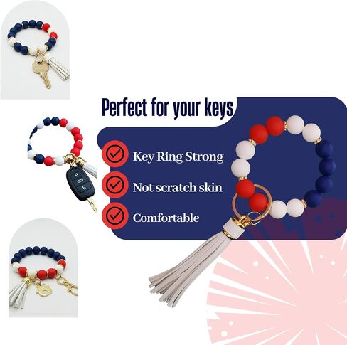 KeyRing Bracelet Car Accessories KeyRings American Keychain USA Key Ring Flag Key chains Wrist Keychains for Women in Saudi Arabia