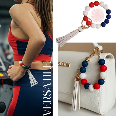 KeyRing Bracelet Car Accessories KeyRings American Keychain USA Key Ring Flag Key chains Wrist Keychains for Women in Saudi Arabia