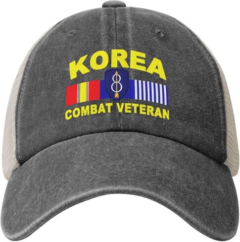 8th Infantry Division Korean War Veteran Adjustable Cowboy Mesh Baseball Cap Unisex Outdoor Trucker Hat3 Deep Heather in Saudi Arabia