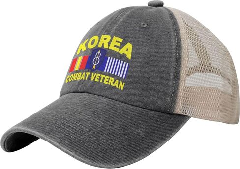 8th Infantry Division Korean War Veteran Adjustable Cowboy Mesh Baseball Cap Unisex Outdoor Trucker Hat3 Deep Heather in Saudi Arabia