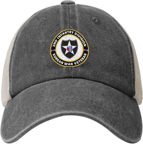 2nd Infantry Division Korean War Veteran Adjustable Cowboy Mesh Baseball Cap Unisex Outdoor Trucker Hat6 Deep Heather in Saudi Arabia