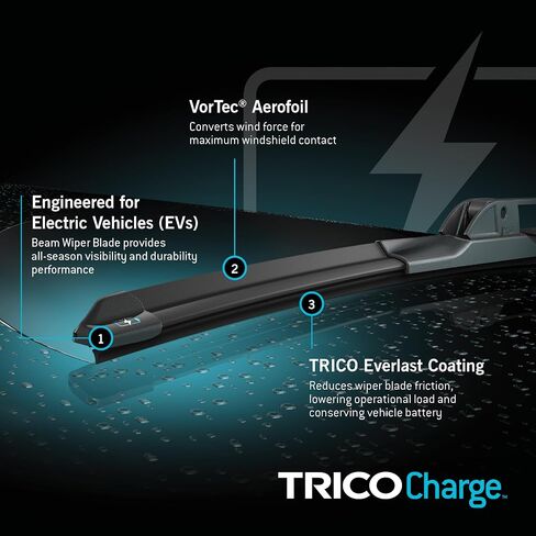 TRICO Charge 27" + 27" Super Premium EV Automotive Replacement Windshield Wiper Blades for Electric Car (Set of 2), All-Weather Beam Wiper Blades for Select 19-23 Chevrolet Bolt EV Vehicle Models in Saudi Arabia