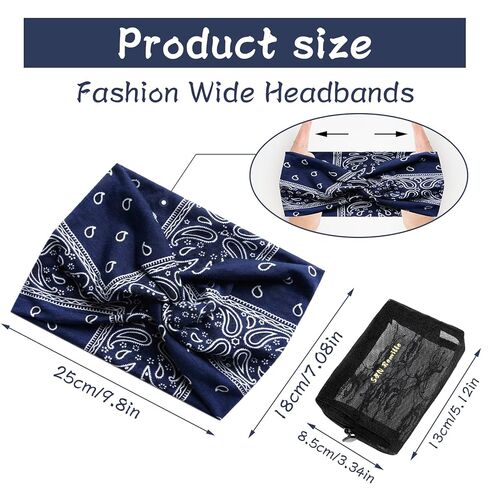 S&N Remille Wide Headbands for Women, Large Hairband, Elastic Non-Slip Headband Twist Knotted Accessories, Yoga Workout Vintage Hair 3 Pack (Colour-8) in Kuwait