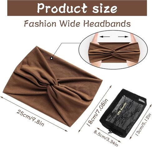 S&N Remille Wide Headbands for Women, Large Hairband, Elastic Non-Slip Headband Twist Knotted Accessories, Yoga Workout Vintage Hair 3 Pack (Colour-8) in Kuwait