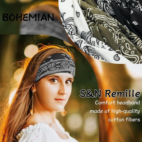 عصابات رأس S & N Remille للنساء ، ونطاق الشعر الكبير ، ومرنة تويست تويست بعصاء العادل ، و yoga تجريب الشعر 3 عبوة (Colour-8) in Saudi Arabia