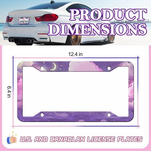 White Daisy License Plate Frames - 2 Pack Cute Flower Personalized License Plate Holder, Stainless Steel Rust-Proof Waterproof Car Decorative Tag Frame with Screws Fasteners Caps in Saudi Arabia