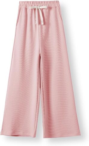 Girls Wide Leg Sweatpants Straight Leg Jogger Sweatpants Kids High Waist Baggy Loose Pants with Drawstring in Kuwait