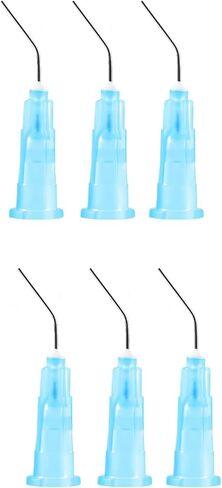 JMU 100Pcs Bent Dispensing Tips 25g, Blunt Tip Dispensing Needle, Dental Pre Bent Flow Dispensing Etch Tips, Disposable Oral Irrigation Needle Tips, Light Blue in Kuwait
