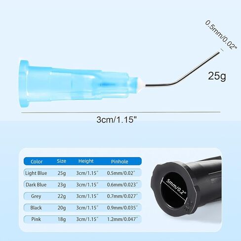 JMU 100Pcs Bent Dispensing Tips 25g, Blunt Tip Dispensing Needle, Dental Pre Bent Flow Dispensing Etch Tips, Disposable Oral Irrigation Needle Tips, Light Blue in Kuwait
