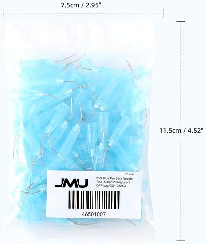 JMU 100Pcs Bent Dispensing Tips 25g, Blunt Tip Dispensing Needle, Dental Pre Bent Flow Dispensing Etch Tips, Disposable Oral Irrigation Needle Tips, Light Blue in Kuwait