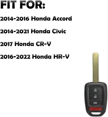 تغطية FOB الرئيسية لـ Honda Accord 4 Buttons Silicone Key FOB Case Remote Fit for Honda Accord Civic CR-V HR-V 2014 2015 2017 2017 2018 2019 2020 2021 2022 丨 MLBHLIK6-1T 35118-T2A-A20 丨 (Blue) in Kuwait