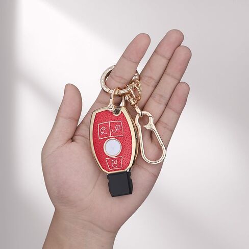 Cute Bling Key Fob Cover for Mercedes-Benz, Diamond Cut TPU Case with Keychain, Protective Shell in Kuwait