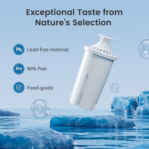 بديل AQUA CREST لفلتر مياه Brita®، والأباريق والموزعات، وOB03 الكلاسيكي، وMavea® 107007، وأكثر من ذلك، فلتر مياه إبريق معتمد من NSF، مزود فلتر لمدة عام واحد، عدد 6 in Kuwait