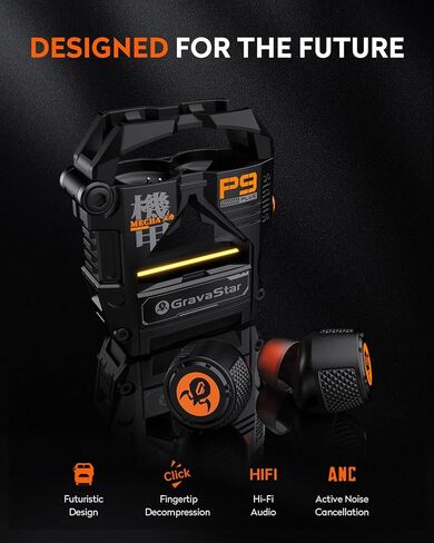 GravaStar Sirius Plus True Wireless Earbuds, Bluetooth 5.3 Active Noise Cancellation ANC Headphones, 28H Playtime, ENC Clear Call, IPX4 for Sports/Work, Customization App for iOS/Android-Black in Kuwait