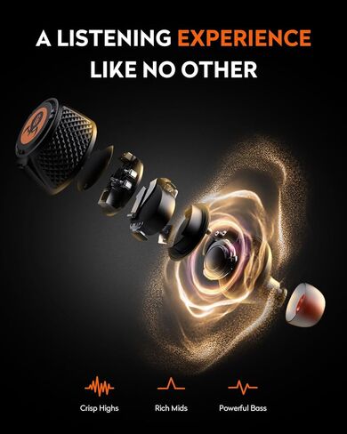 GravaStar Sirius Plus True Wireless Earbuds, Bluetooth 5.3 Active Noise Cancellation ANC Headphones, 28H Playtime, ENC Clear Call, IPX4 for Sports/Work, Customization App for iOS/Android-Black in Kuwait