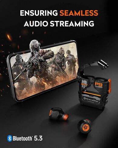 GravaStar Sirius Plus True Wireless Earbuds, Bluetooth 5.3 Active Noise Cancellation ANC Headphones, 28H Playtime, ENC Clear Call, IPX4 for Sports/Work, Customization App for iOS/Android-Black in Kuwait