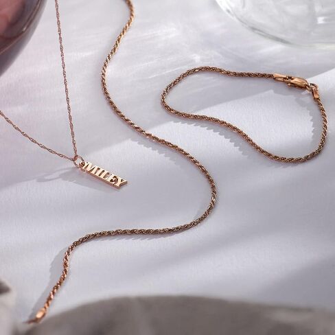 OAK & LUNA - Personalized Singapore Chain Name Necklace with Diamond Options in Saudi Arabia