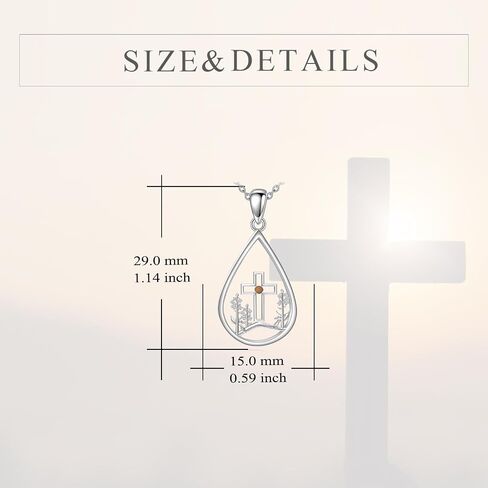 YFN Mustard Seed Necklace Sterling Silver Cross Mustard Seed Flower Pendant Necklace Christian Jewelry for Women Catholic Gifts in Saudi Arabia