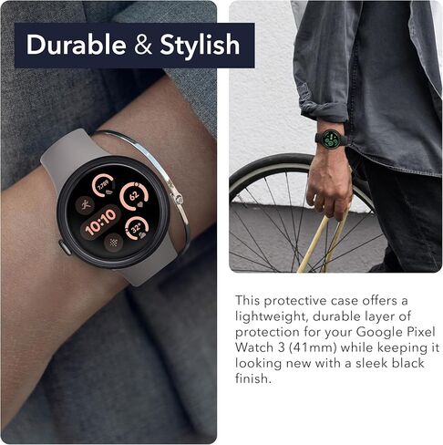 WasserStein حالة حماية مصنوعة لـ Google Pixel Watch 3 (45mm) - حالة مطاطية فائقة الرقيقة - غير متوافقة مع Google Pixel Watch 3 (41 مم) ، Watch 2 & Pixel Watch (1st Gen) - Black) in Kuwait